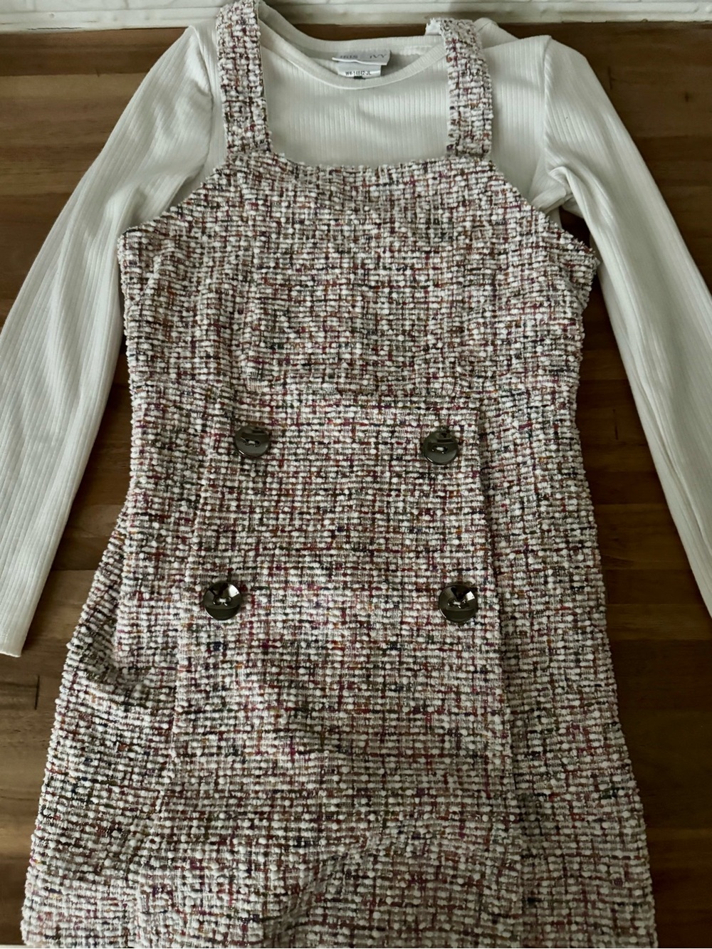 Iris & Ivy Girls Tweed Skort Overall Set Size 8- like new